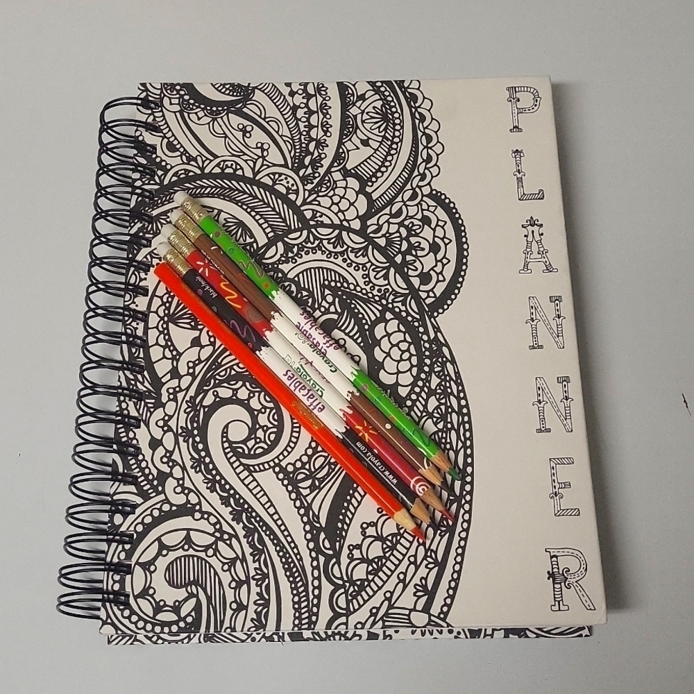 Doodle 18-month planner, starting with January&Ends with June in black and white